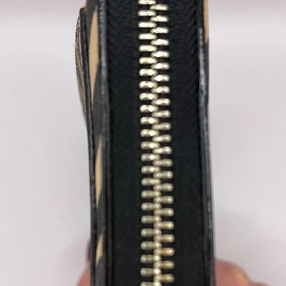 Coach Zebra-Stripe Zip Wallet — Black & Tan - Picture 3 of 12